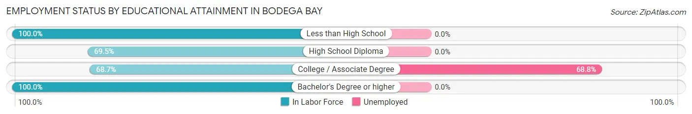 Employment Status by Educational Attainment in Bodega Bay