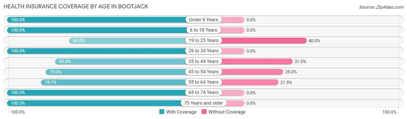 Health Insurance Coverage by Age in Bootjack
