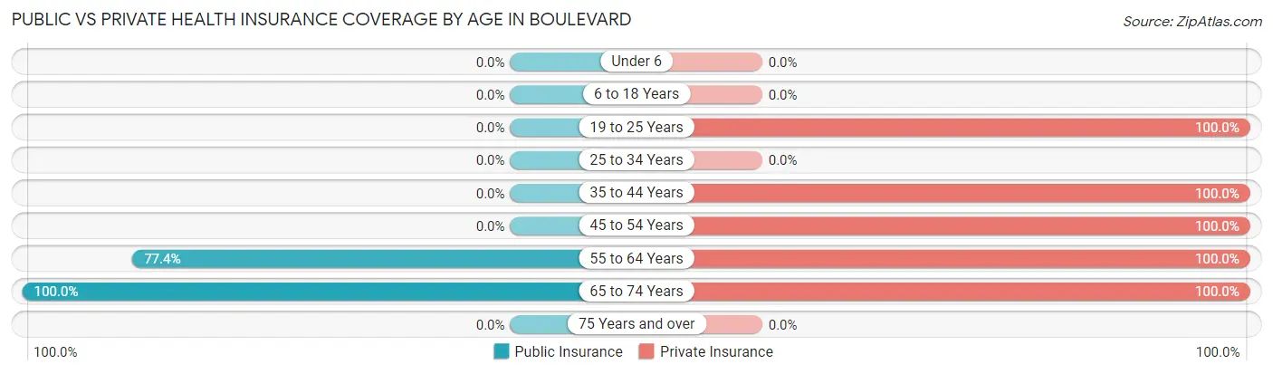 Public vs Private Health Insurance Coverage by Age in Boulevard