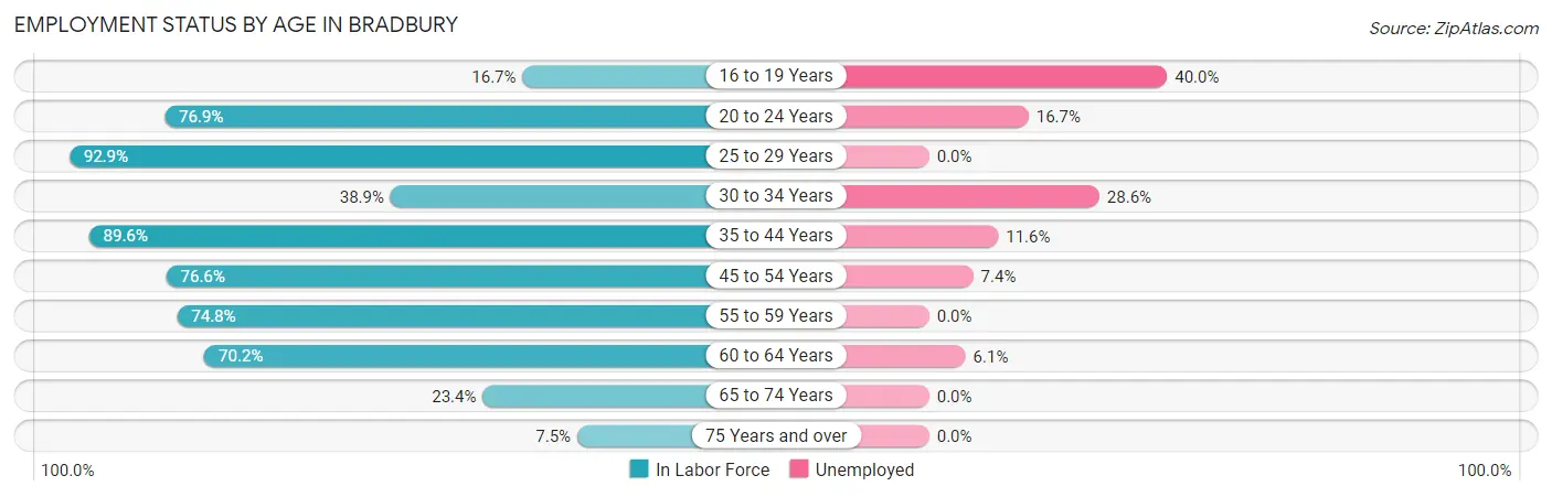 Employment Status by Age in Bradbury