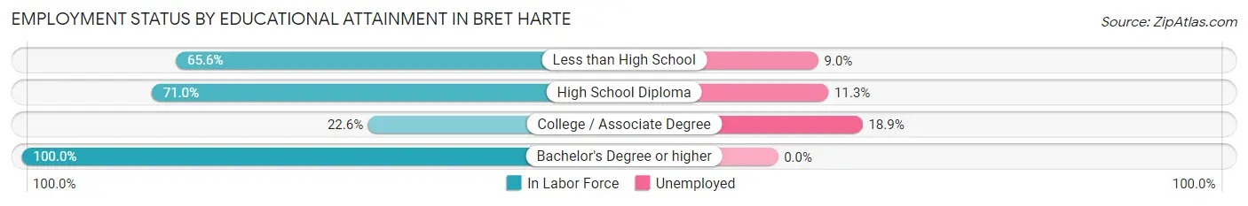 Employment Status by Educational Attainment in Bret Harte