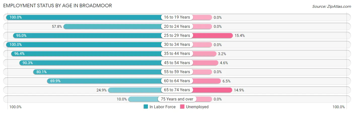 Employment Status by Age in Broadmoor