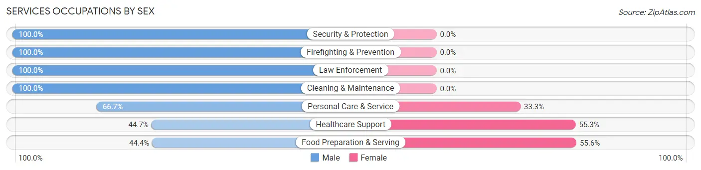 Services Occupations by Sex in Broadmoor