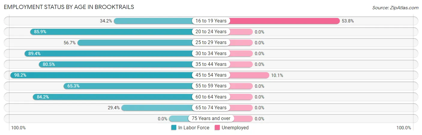 Employment Status by Age in Brooktrails