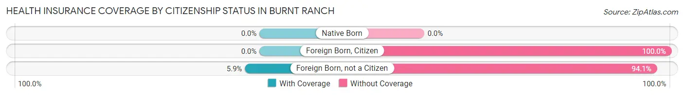 Health Insurance Coverage by Citizenship Status in Burnt Ranch