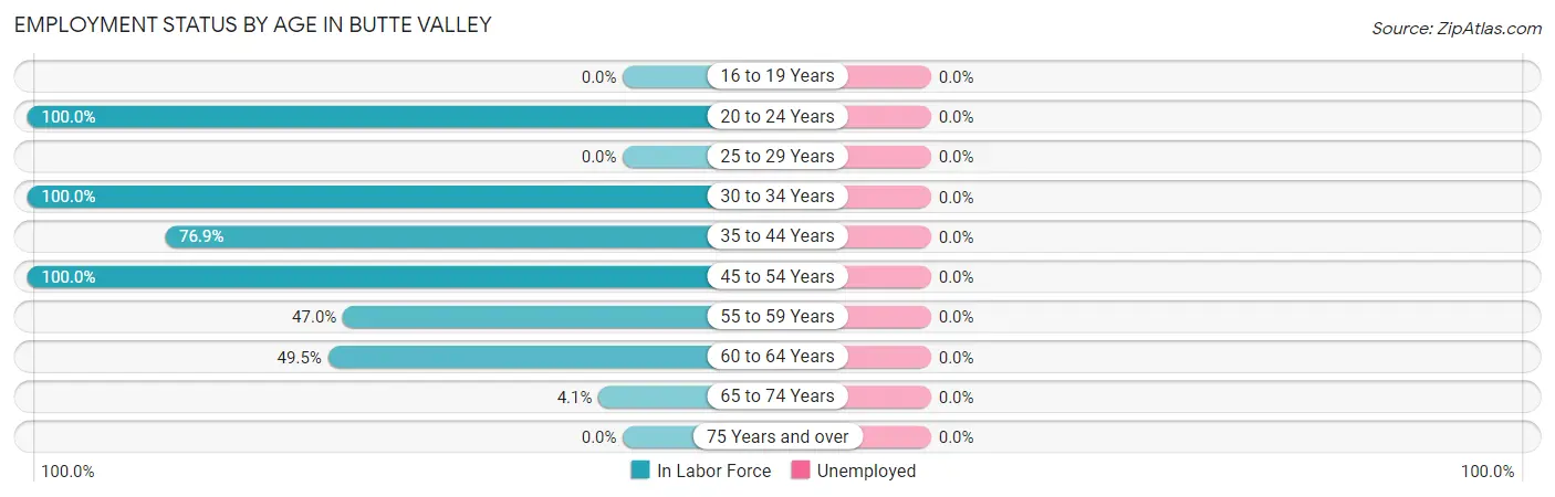 Employment Status by Age in Butte Valley