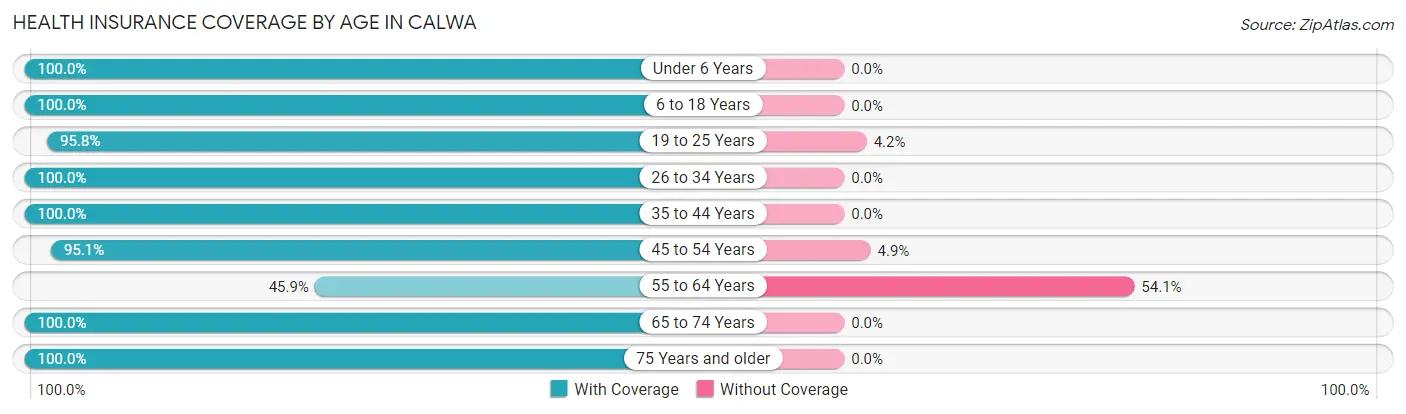 Health Insurance Coverage by Age in Calwa