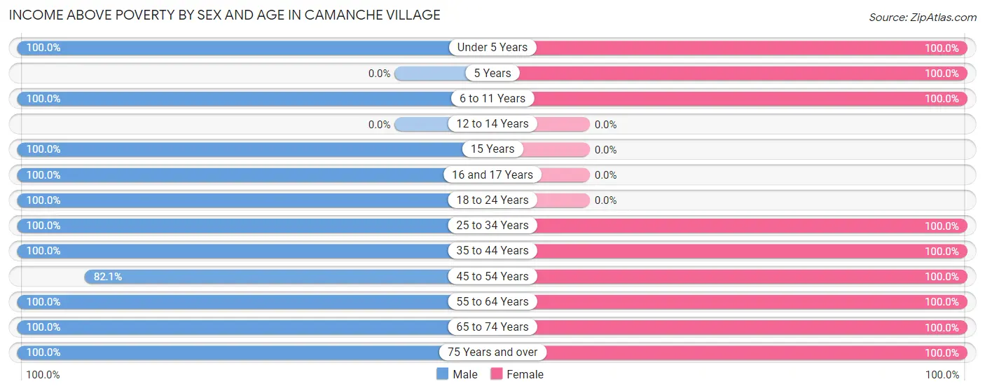 Income Above Poverty by Sex and Age in Camanche Village