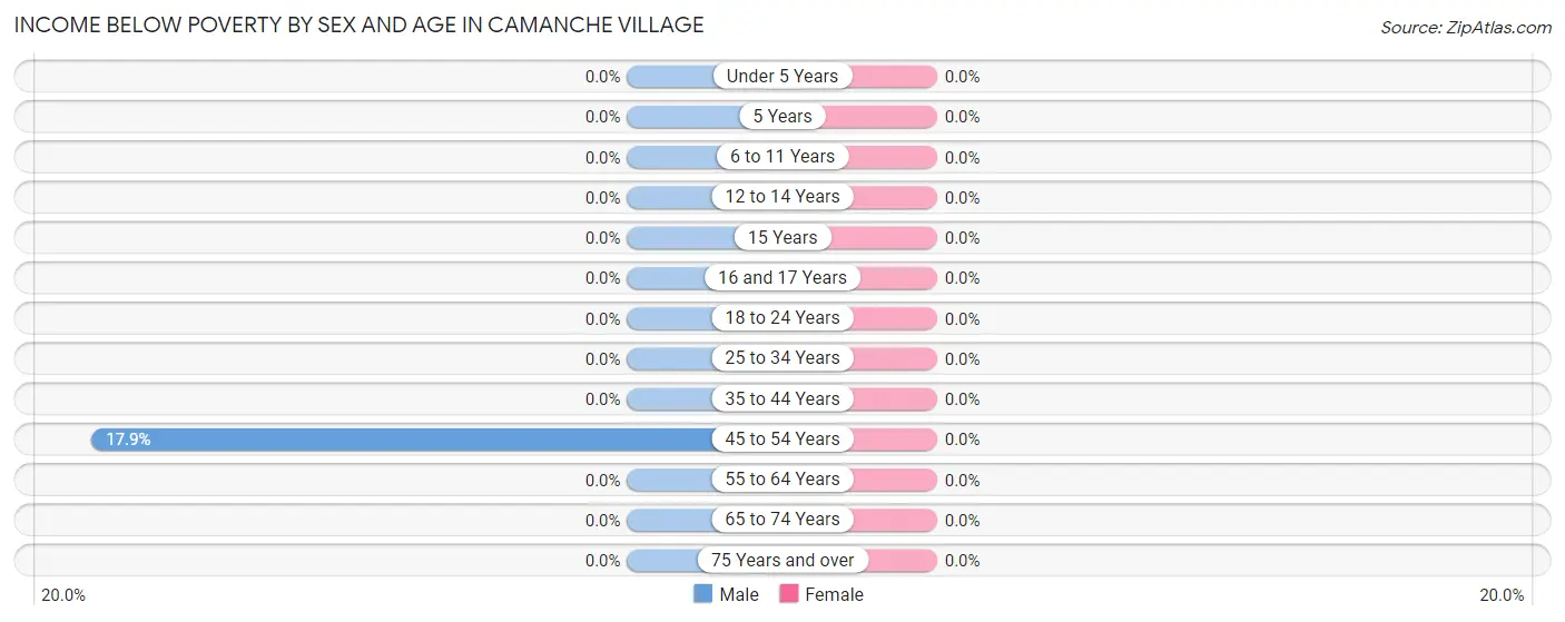 Income Below Poverty by Sex and Age in Camanche Village