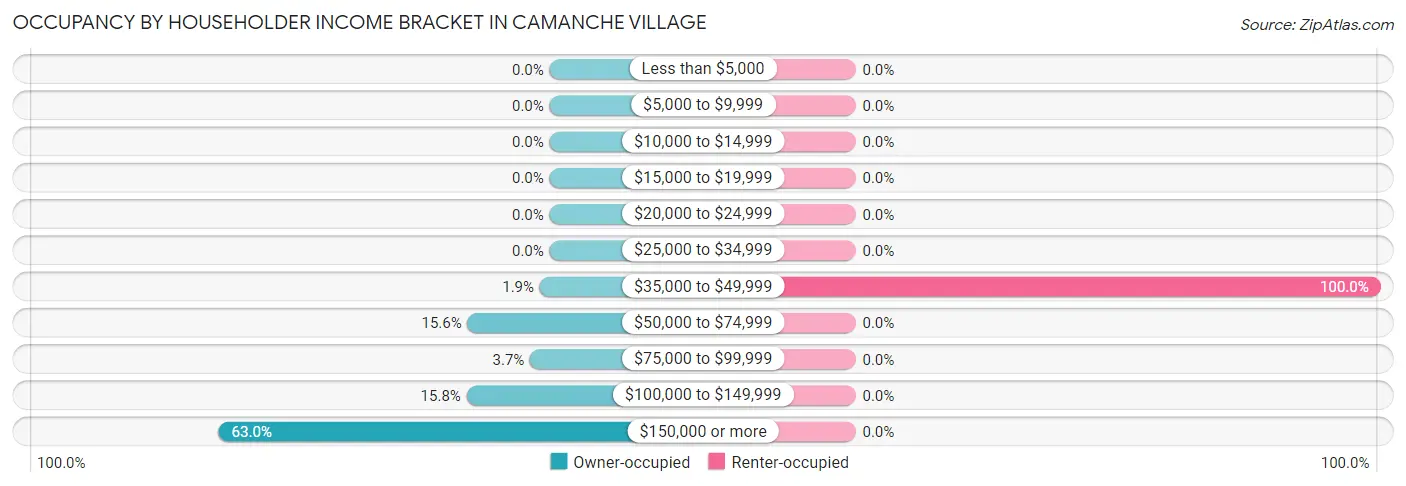 Occupancy by Householder Income Bracket in Camanche Village
