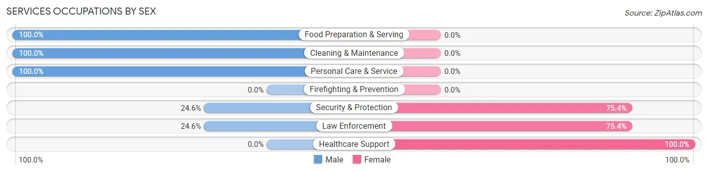 Services Occupations by Sex in Camanche Village