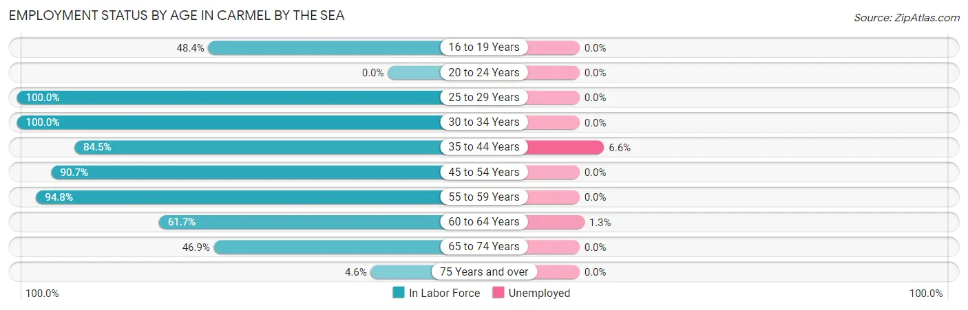 Employment Status by Age in Carmel By The Sea
