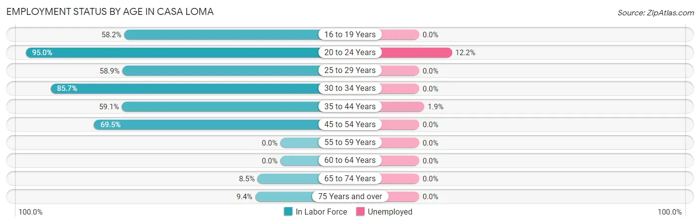 Employment Status by Age in Casa Loma