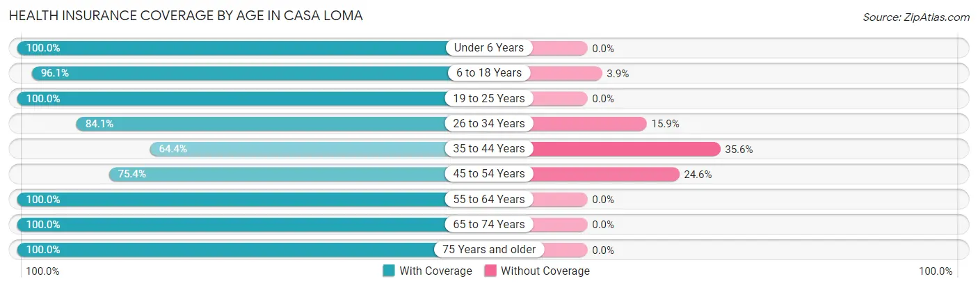 Health Insurance Coverage by Age in Casa Loma