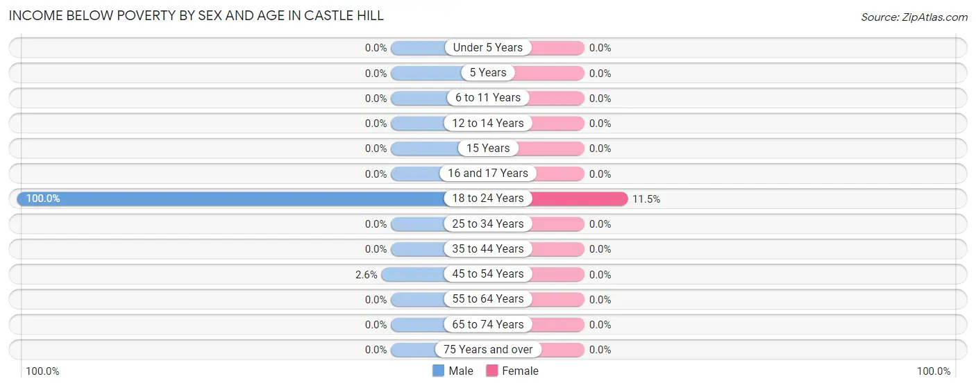 Income Below Poverty by Sex and Age in Castle Hill