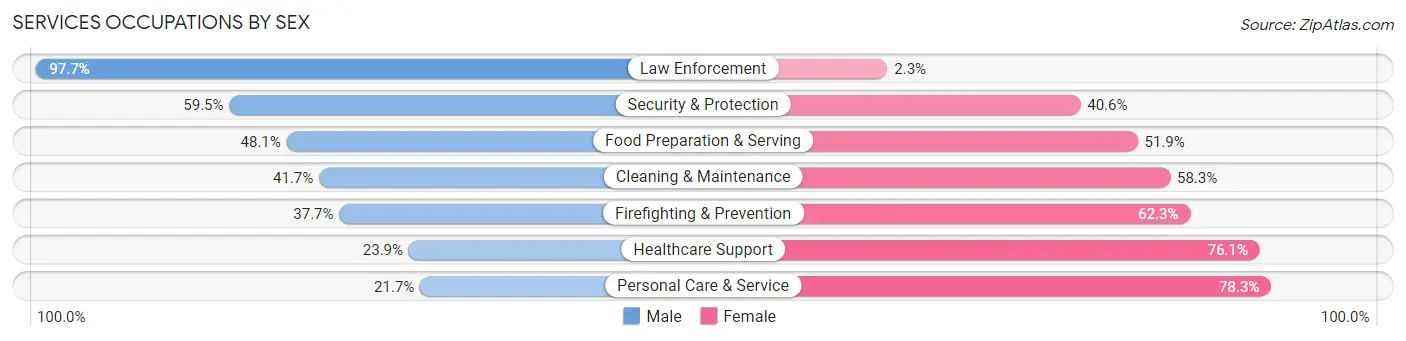 Services Occupations by Sex in Castro Valley