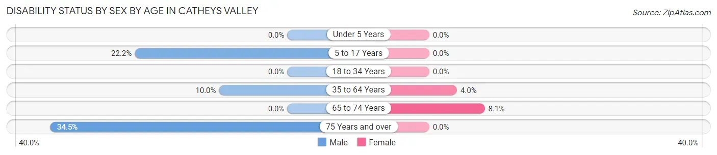 Disability Status by Sex by Age in Catheys Valley