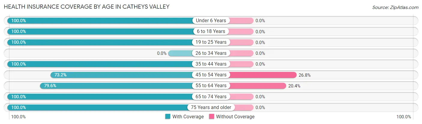 Health Insurance Coverage by Age in Catheys Valley
