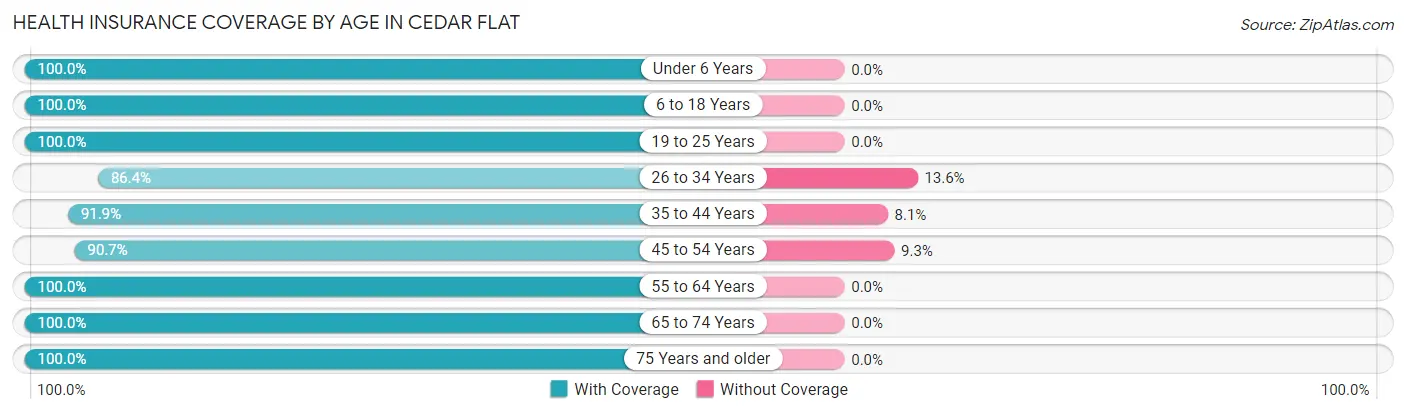 Health Insurance Coverage by Age in Cedar Flat