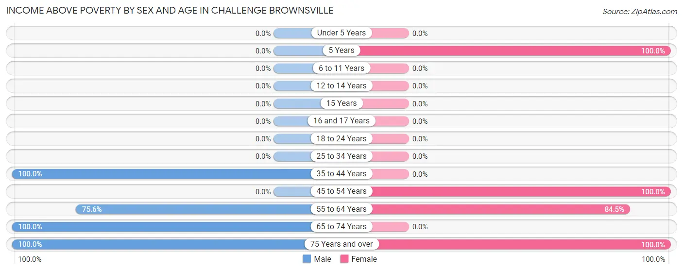 Income Above Poverty by Sex and Age in Challenge Brownsville