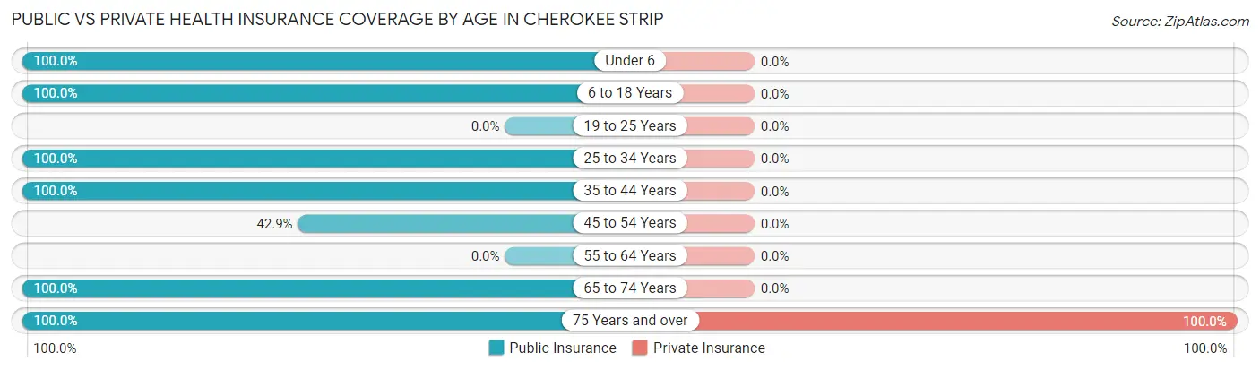 Public vs Private Health Insurance Coverage by Age in Cherokee Strip