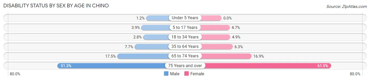Disability Status by Sex by Age in Chino