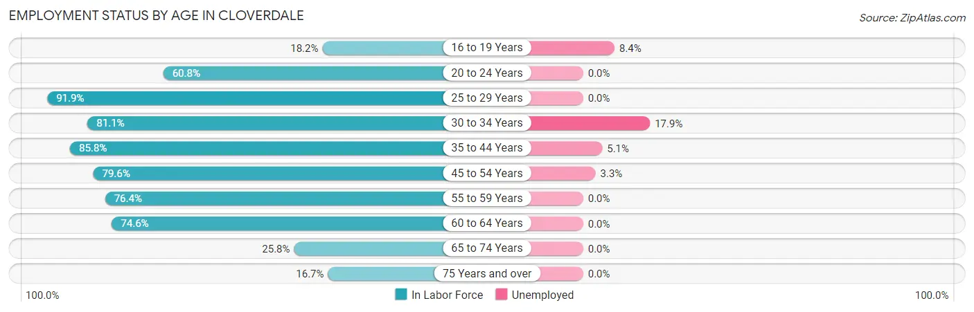 Employment Status by Age in Cloverdale