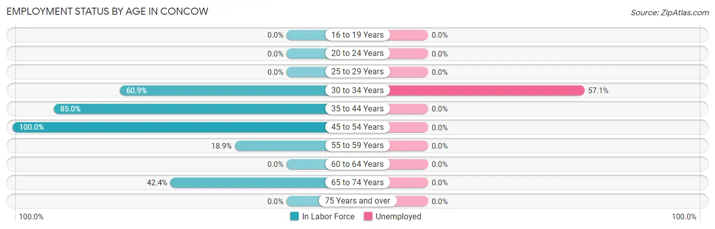 Employment Status by Age in Concow