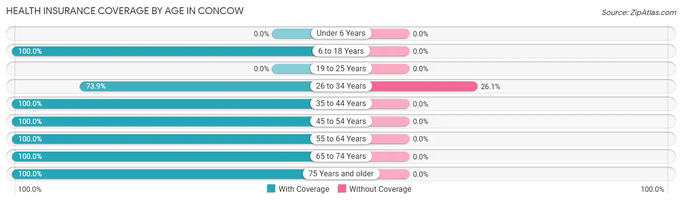 Health Insurance Coverage by Age in Concow