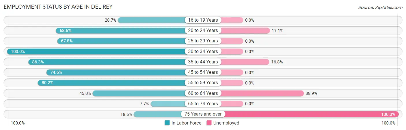 Employment Status by Age in Del Rey