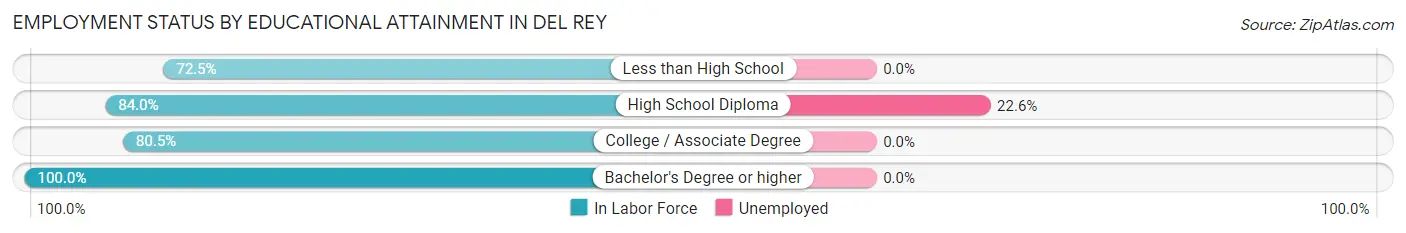Employment Status by Educational Attainment in Del Rey