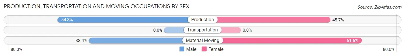 Production, Transportation and Moving Occupations by Sex in Del Rey