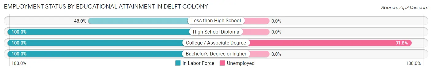 Employment Status by Educational Attainment in Delft Colony