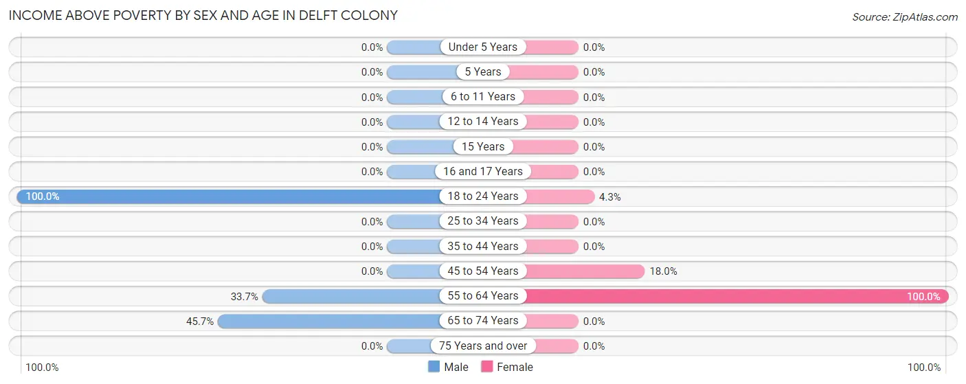 Income Above Poverty by Sex and Age in Delft Colony