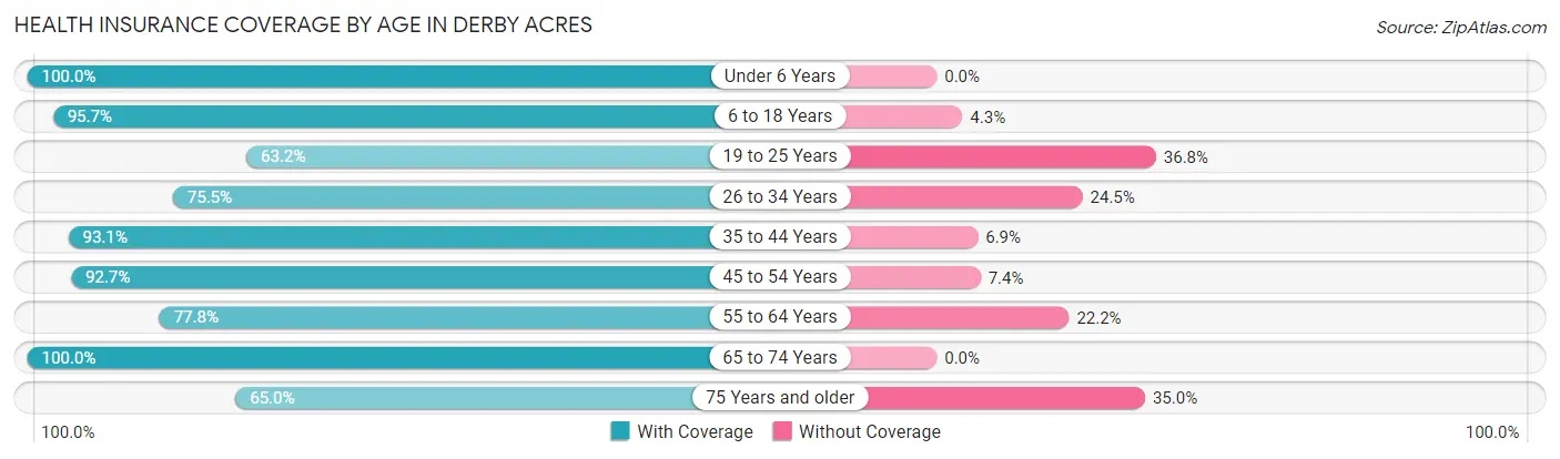 Health Insurance Coverage by Age in Derby Acres
