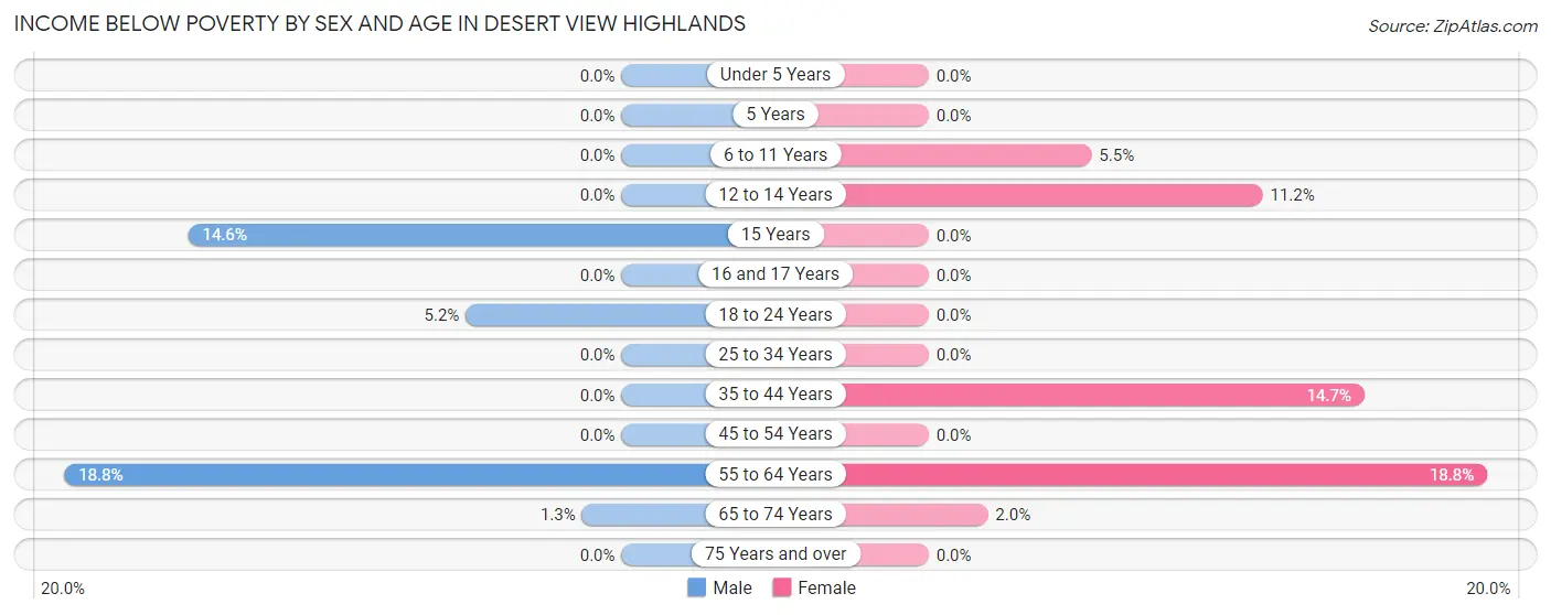 Income Below Poverty by Sex and Age in Desert View Highlands