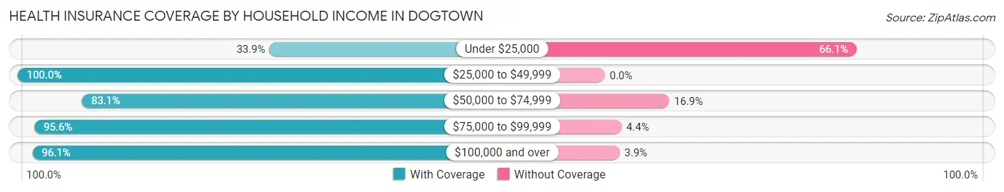 Health Insurance Coverage by Household Income in Dogtown