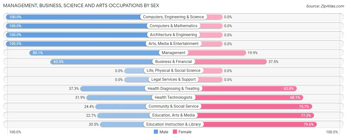 Management, Business, Science and Arts Occupations by Sex in Dogtown