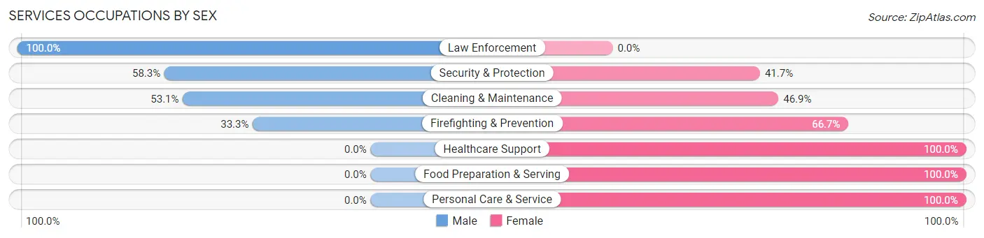Services Occupations by Sex in Dogtown