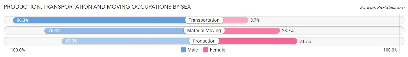 Production, Transportation and Moving Occupations by Sex in Duarte