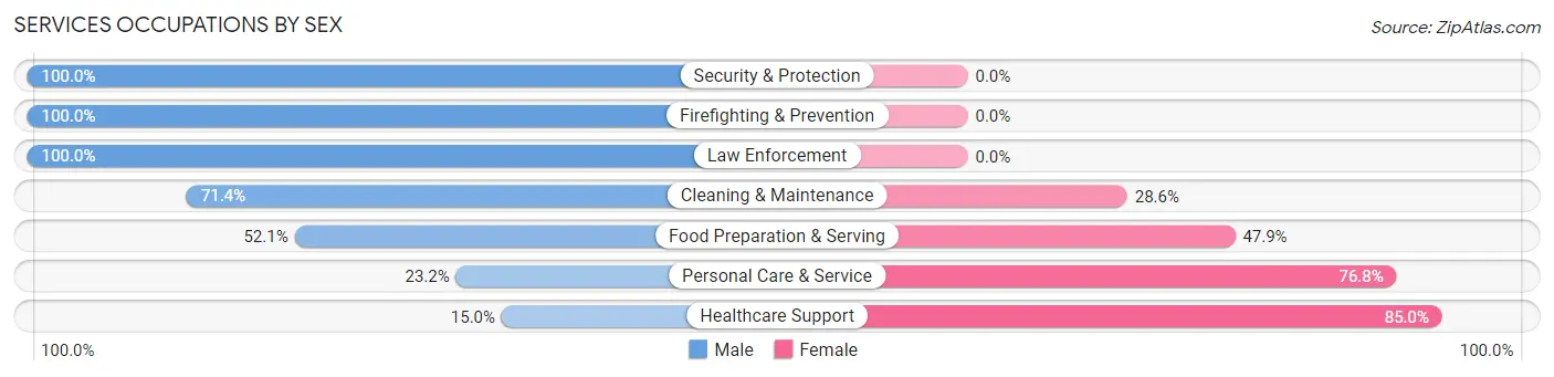 Services Occupations by Sex in Duarte
