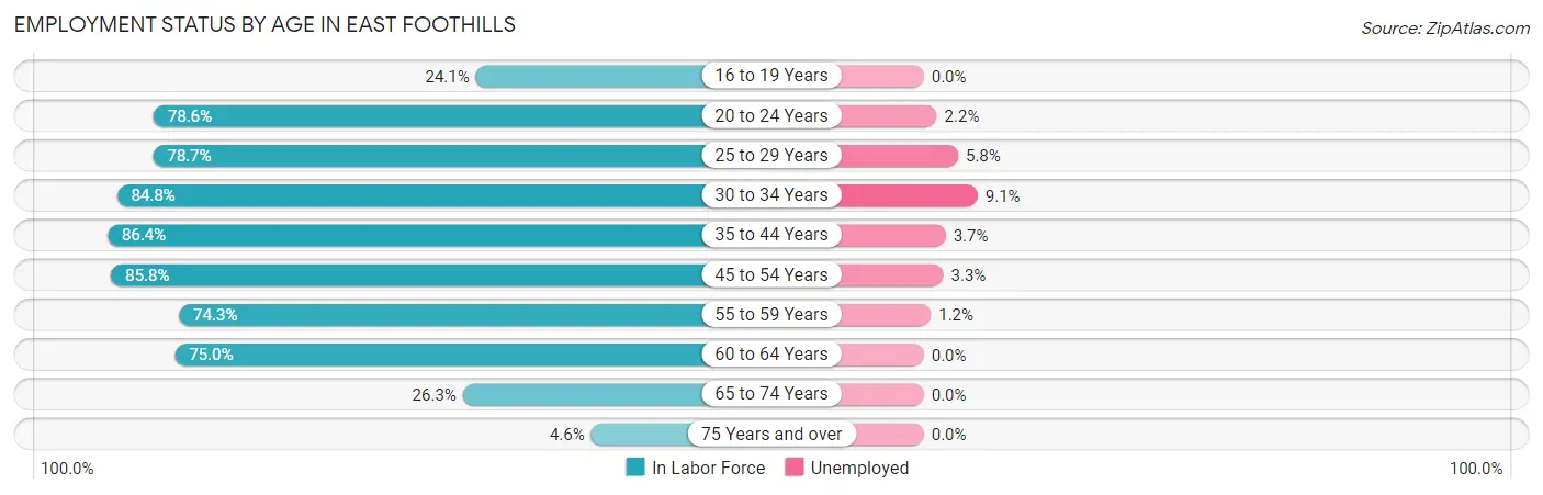 Employment Status by Age in East Foothills