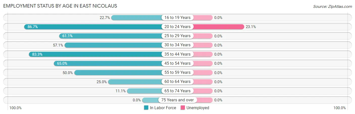 Employment Status by Age in East Nicolaus
