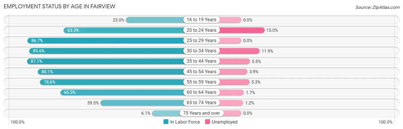 Employment Status by Age in Fairview