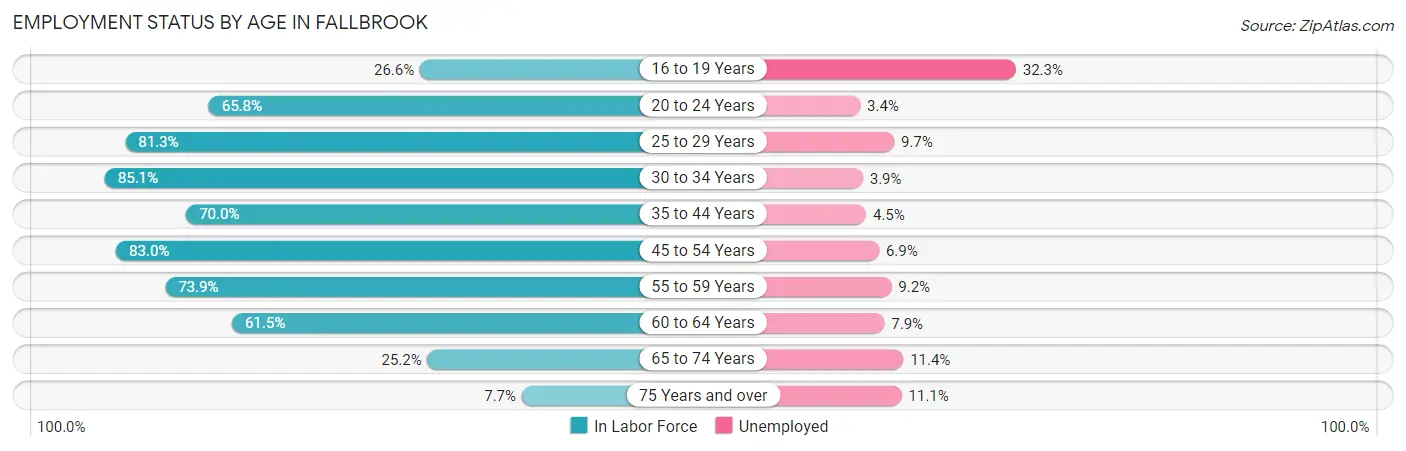 Employment Status by Age in Fallbrook