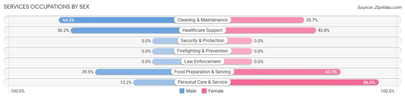 Services Occupations by Sex in Fetters Hot Springs Agua Caliente