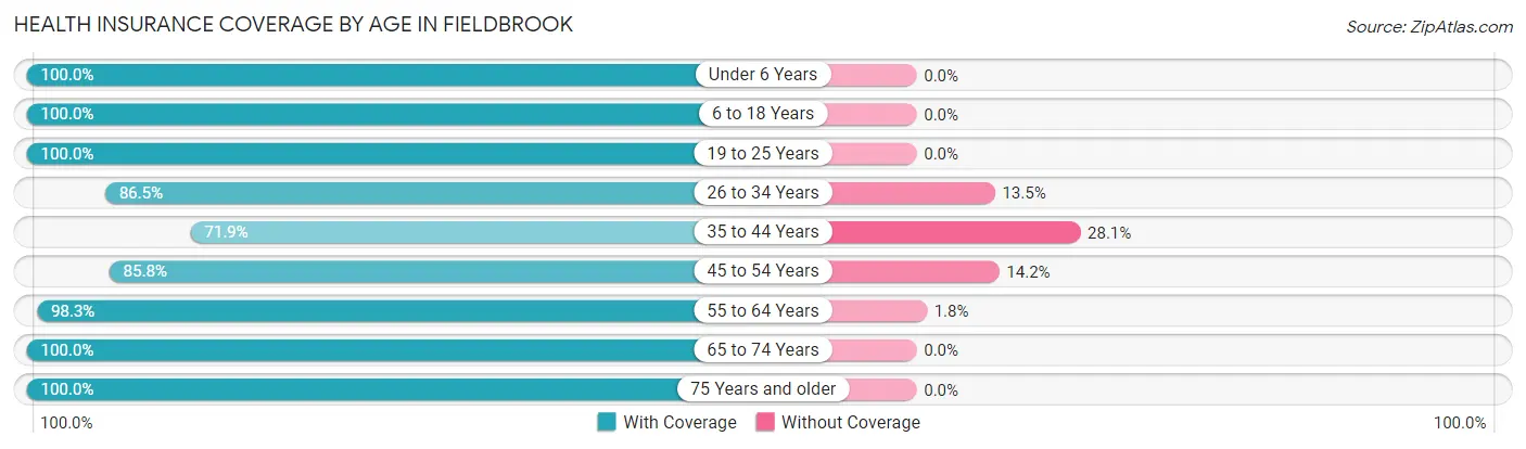 Health Insurance Coverage by Age in Fieldbrook