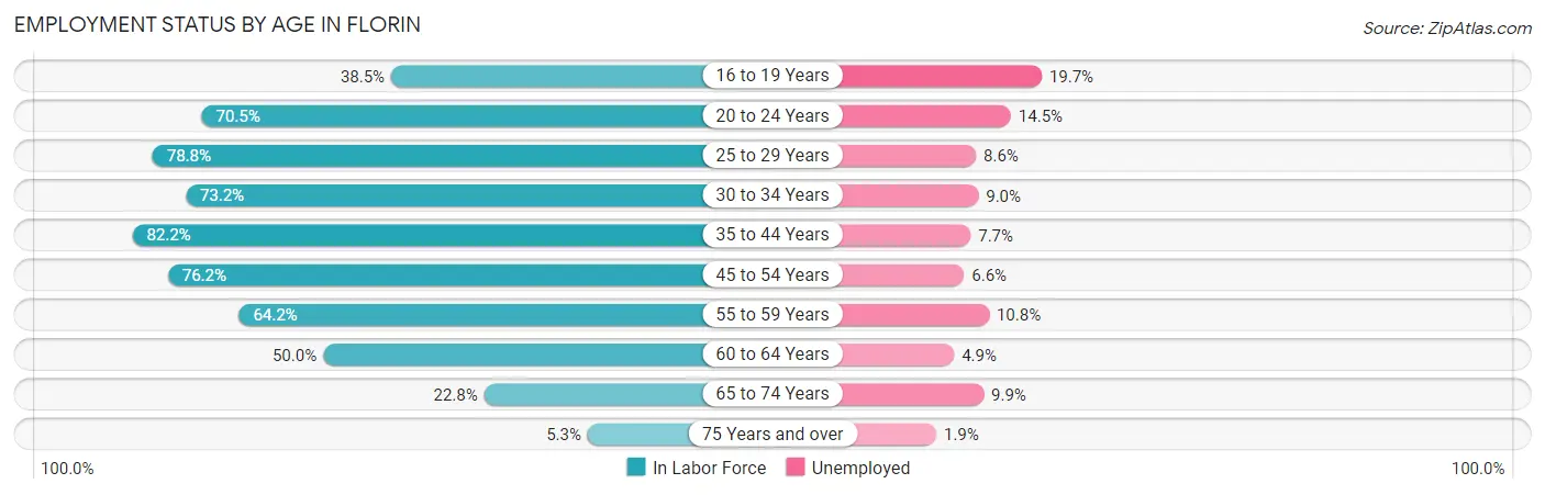 Employment Status by Age in Florin