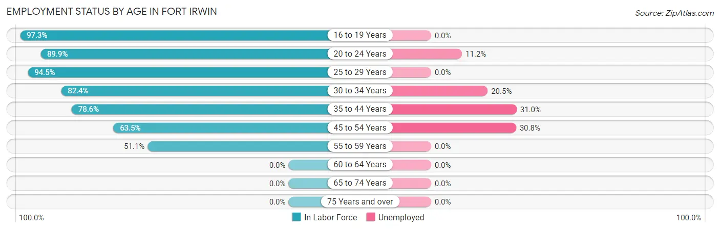 Employment Status by Age in Fort Irwin