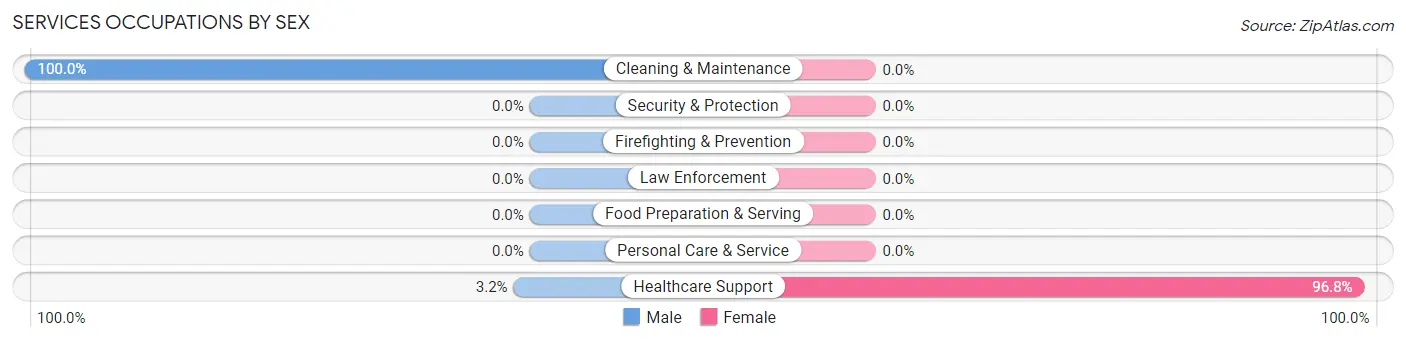 Services Occupations by Sex in Fruitdale